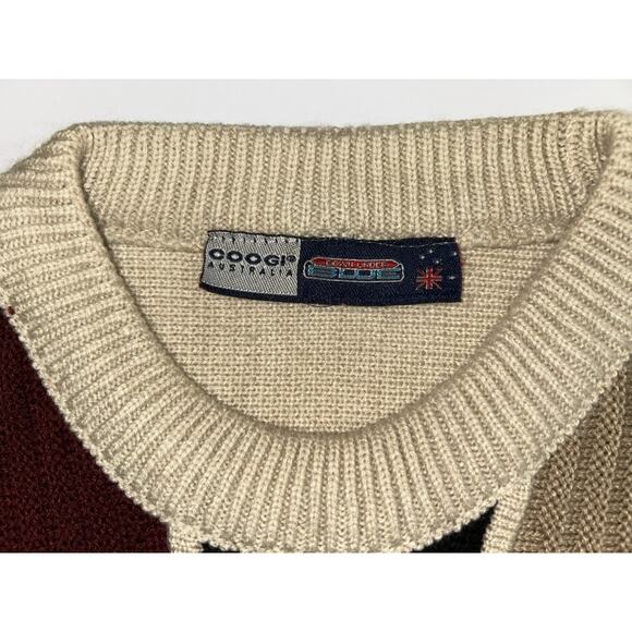 COOGI Australia Down Under Blue Vintage Panel Stripe Navy Gray Sweater XXL - Picture 4 of 9